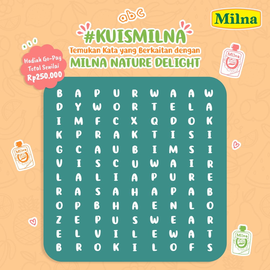 Bunda Gen #BAPUR pasti sudah tahu banyak kan tentang produk Milna Nature Delight? Sekarang saatnya Milna pengen uji pengetahuan Bunda, nih. Ada hadiah voucher Go-Pay total Rp250.000 untuk 5 orang beruntung. Buat ikutan, simak utasnya berikut ini, ya: