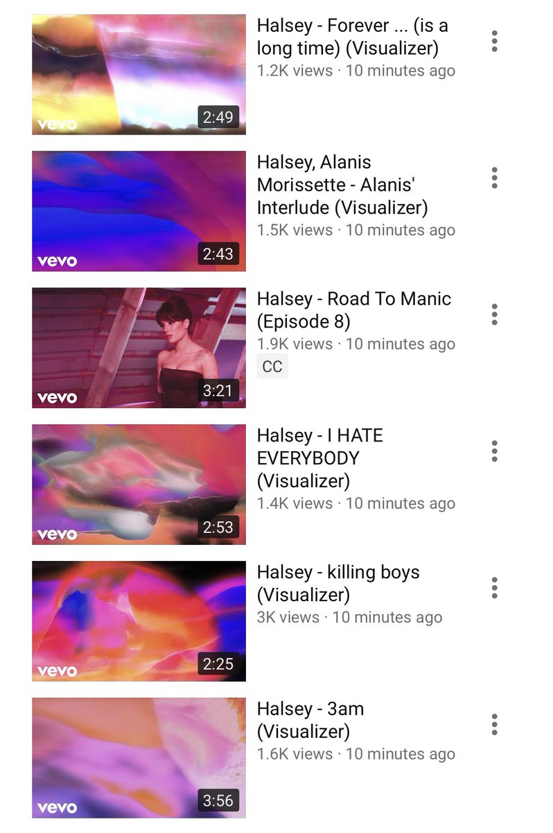 #MANICTHEALBUM is also available on Halsey’s YouTube channel along with colorful visuals for some songs!