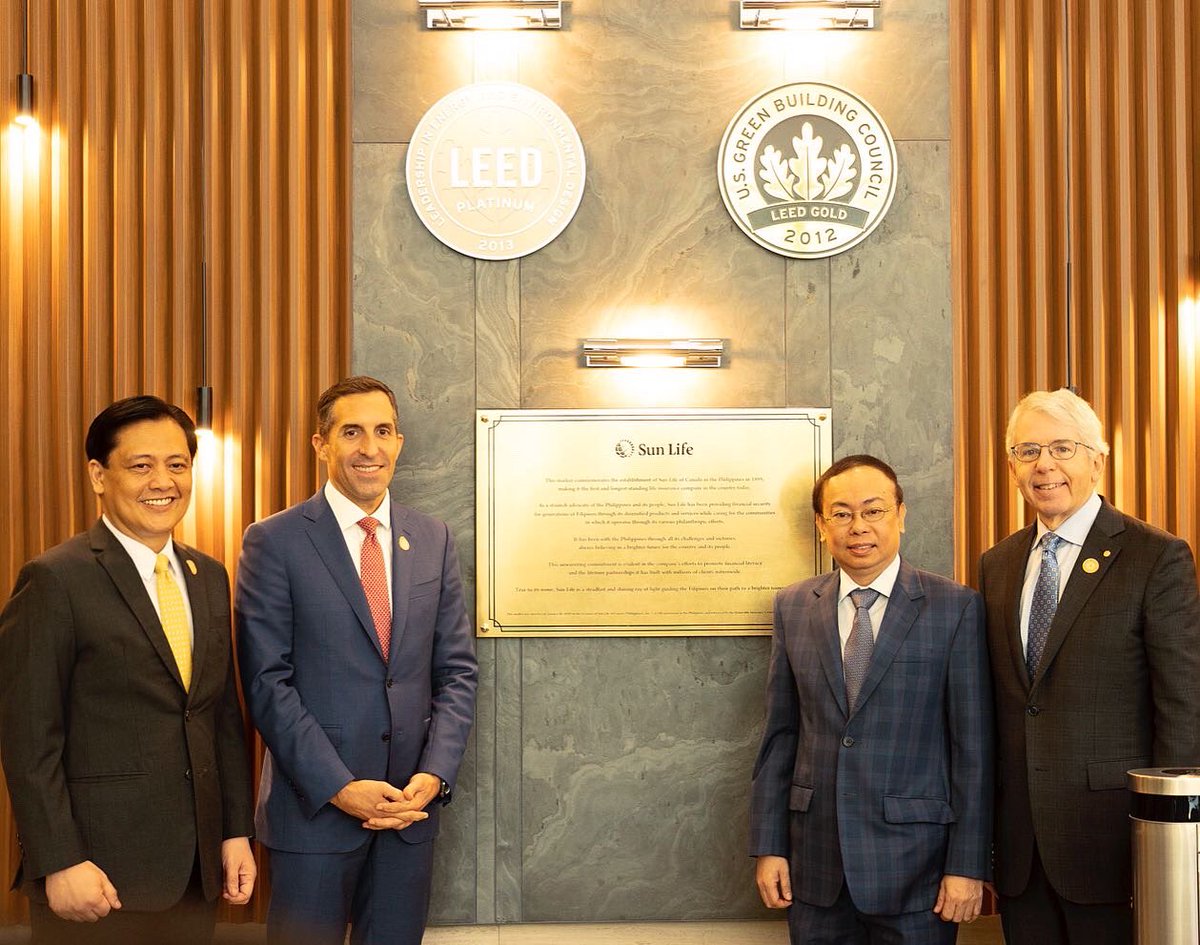 BeneSison's tweet photo. Yesterday we launched our year long celebration of @SunLifePH’s 125th anniv w/ the unveiling of a commemorative marker in the lobby. This affirms that Sun Life is the 1st &amp; longest standing life insurance company in the PH &amp; reaffirms our commitment to our clients &amp; the country. https://t.co/YaN23BOxq5