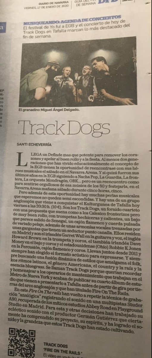 TrackDogsMusic's tweet photo. Hoy en @DiariodeNavarra #Tafalla #Concierto #FireonTheRails https://t.co/LSvJU5xXbx