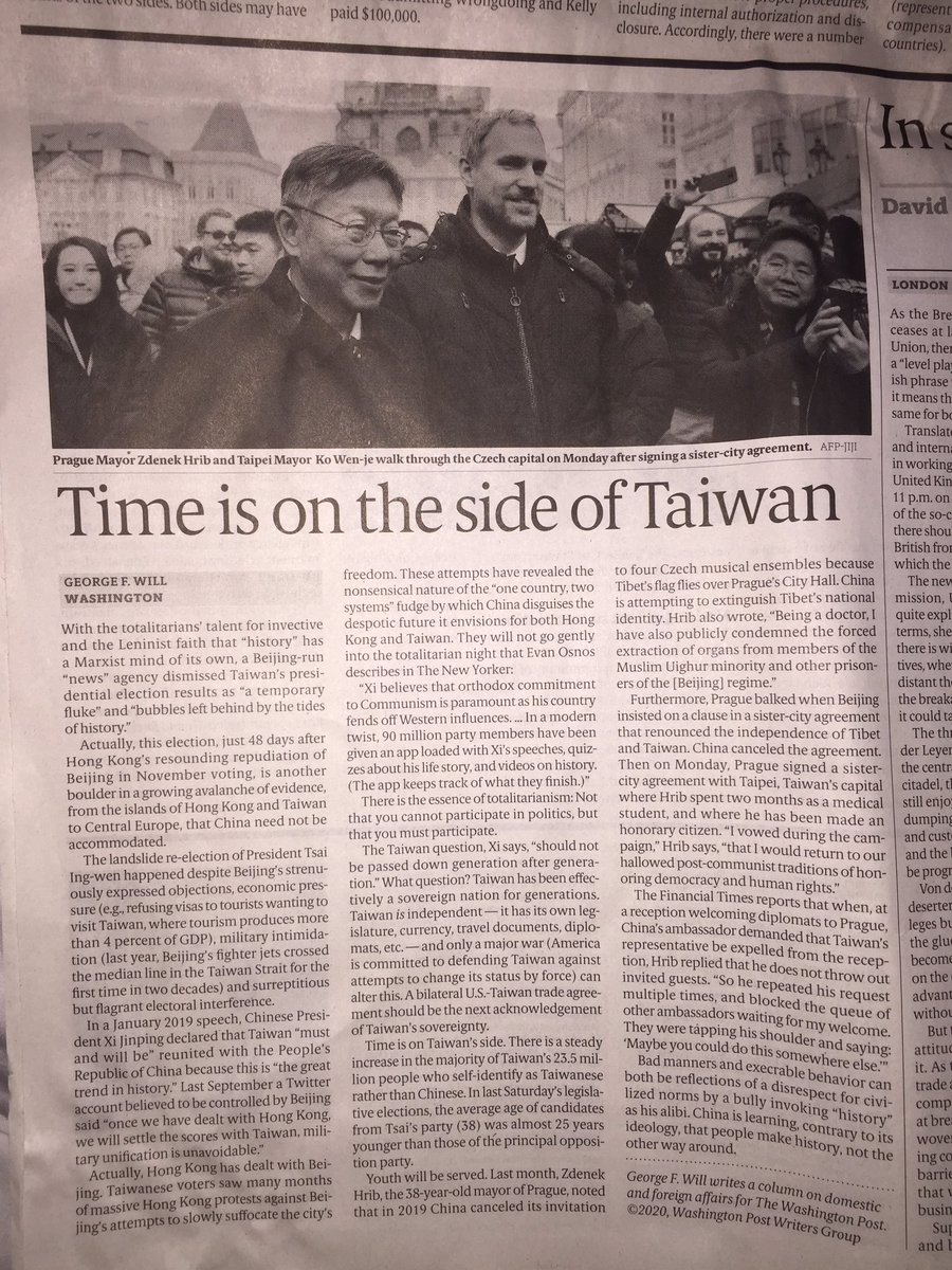 Very good piece on Taiwan’s future and China’s position vis a vis Taiwan and Hong Kong - some things are true even when written by George Will  #DragonBear
