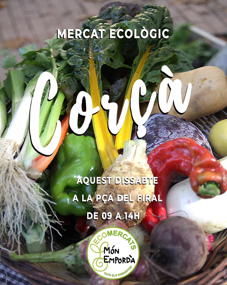 ajuntamentcorca's tweet photo. Cada segon i tercer dissabte de mes, de 9 h a 14 h, a la Plaça del Firal, Ecomercats #MónEmpordà.
_
#AjuntamentCorçà #VisitCorçà #Corçà #Casavells #Matajudaica #CassàDePelràs #Planils #Empordà #BaixEmpordà #CostaBrava #poble #Catalunya #VisitCostaBrava #JoSocEmpordà #JoSocEmporda https://t.co/DDr24zxgRL