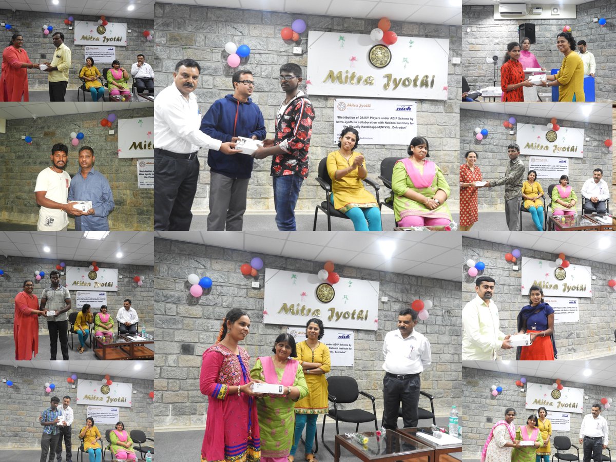 MitraJyothi's tweet photo. 38 #DaisyPlayers were distributed under #ADIP scheme ( Govt. of India) & #NIEPVD at #MitraJyothi on 14th Jan 2020. Chief Guest was Mr Jagdish Lakhera from NIEPVD, Dehradun. He also unveiled the table calendar 2020 in Braille, designed & printed by Mitra Jyothi.
#ngo #eyeway https://t.co/zNGomMkvHM