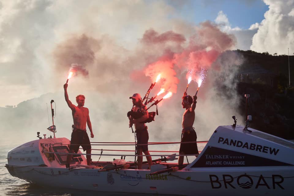 Broar ARE HERE!
Ewan, Jamie &amp; Lachlan just rowed 3,000 miles across the Atlantic Ocean in 35 days, achieving 3 world records.

CONGRATULATIONS, boys! <a href="/broaratlantic/">BROAR</a> 

#TWAC2019
#scotland #sea #rowing #atlanticocean #bagpipes #antigua #celebrate #challenge #human #achieve #friday