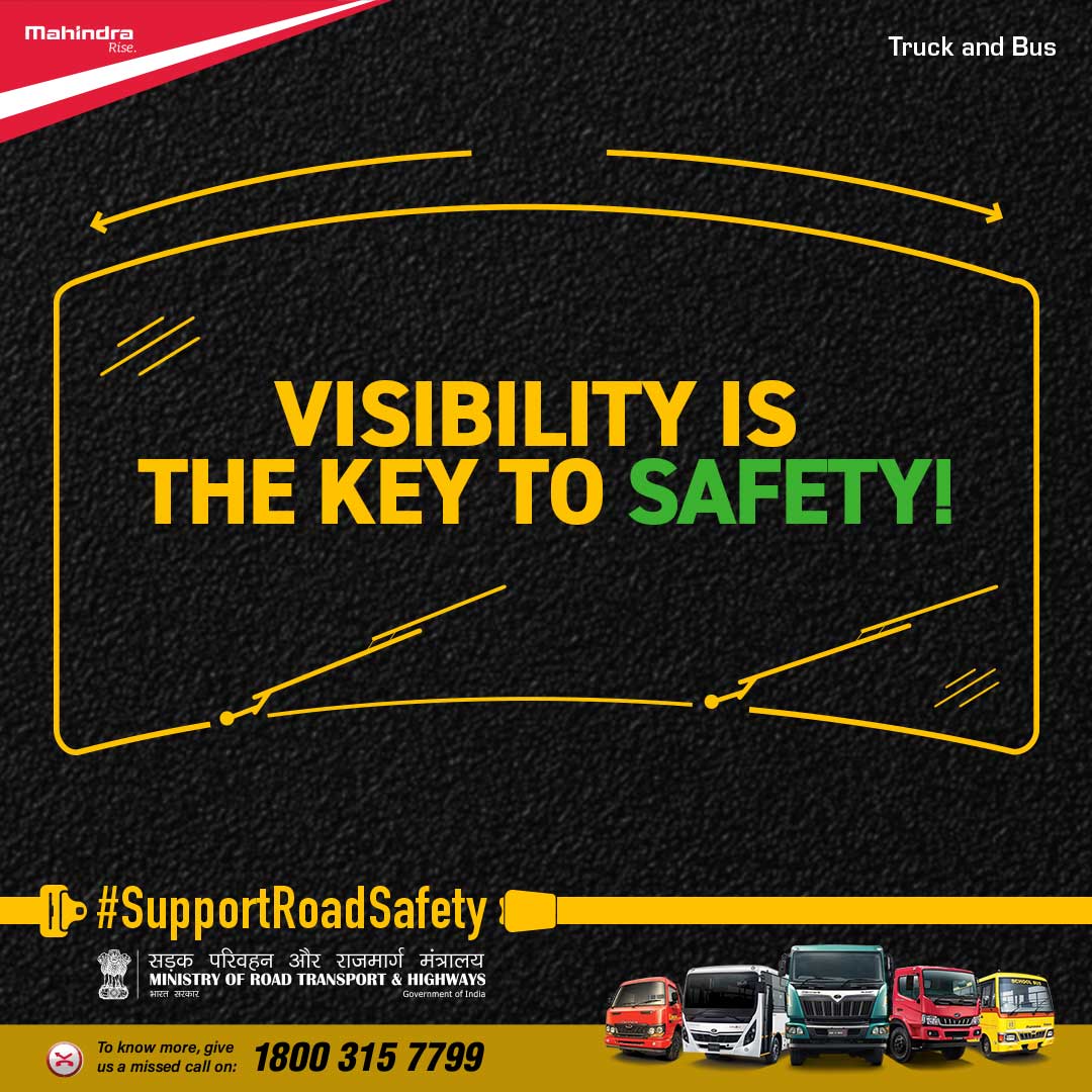 MahindraTrukBus's tweet photo. The #MahindraTruckAndBus range is built for safe driving because of its wide windshield and large rear-view mirrors that always ensure greater visibility for the drivers. #RoadSafetyWeek #SadakSurakshaJeevanRaksha #SupportRoadSafety @SatinderSinghB9 @MORTHIndia https://t.co/O4qf4YyQZM