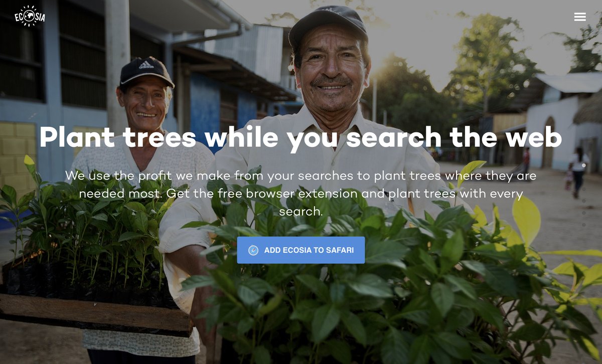 SaluteZeroWaste's tweet photo. Want to help plant new trees every time you run a web search? Of course you do. Use Ecosia https://t.co/TNwp6eRufh instead of privacy invading Google, get the results you need AND plant trees 🌳 https://t.co/7B6bQCBvm2