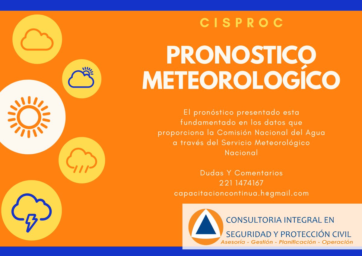cisproc's tweet photo. #PronosticoMeteorologico
#PrevenirEsMejor

https://t.co/tCBTiZ1Zf2 https://t.co/pQDLzZtyuE