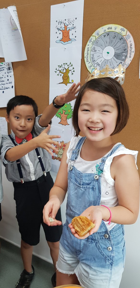 soldelski's tweet photo. Today, we had the famous #galettedesrois aka King's cake in #frenchclass. Many queens were crowned after they found the #feve 
Happy to share this special winter tradition @ISPPCambodia https://t.co/dXNThjz1cX
