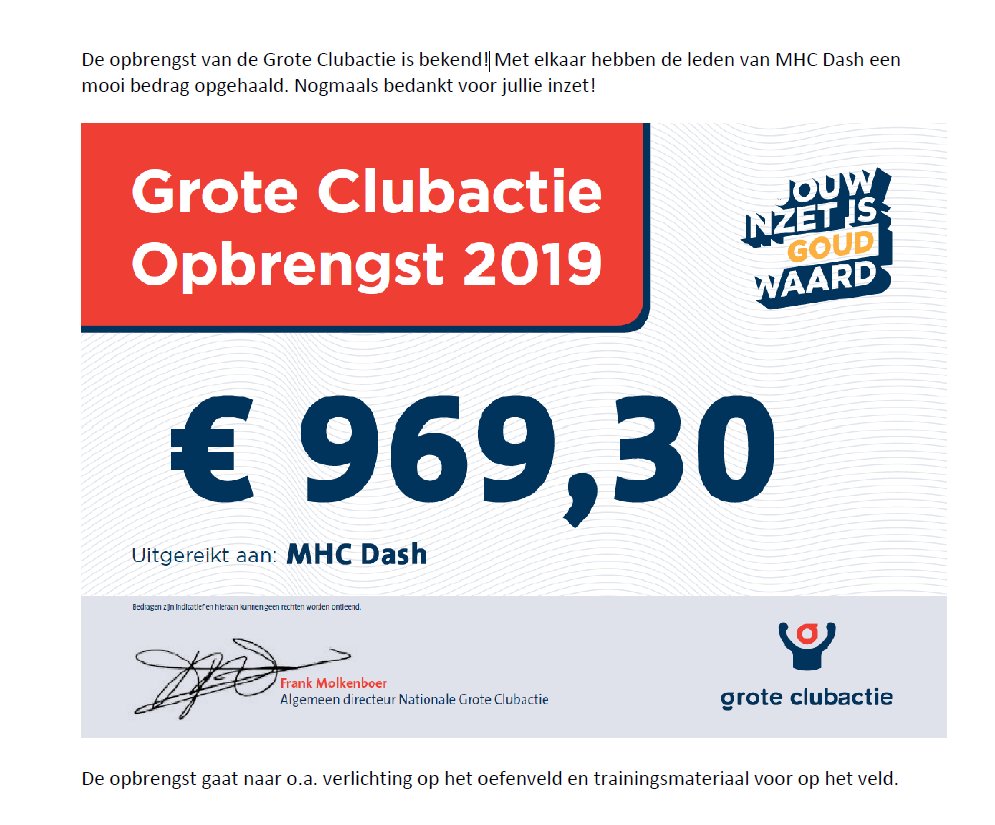 MHCDash's tweet photo. De opbrengst van de Grote Clubactie is bekend! https://t.co/fAdTCXfC5f