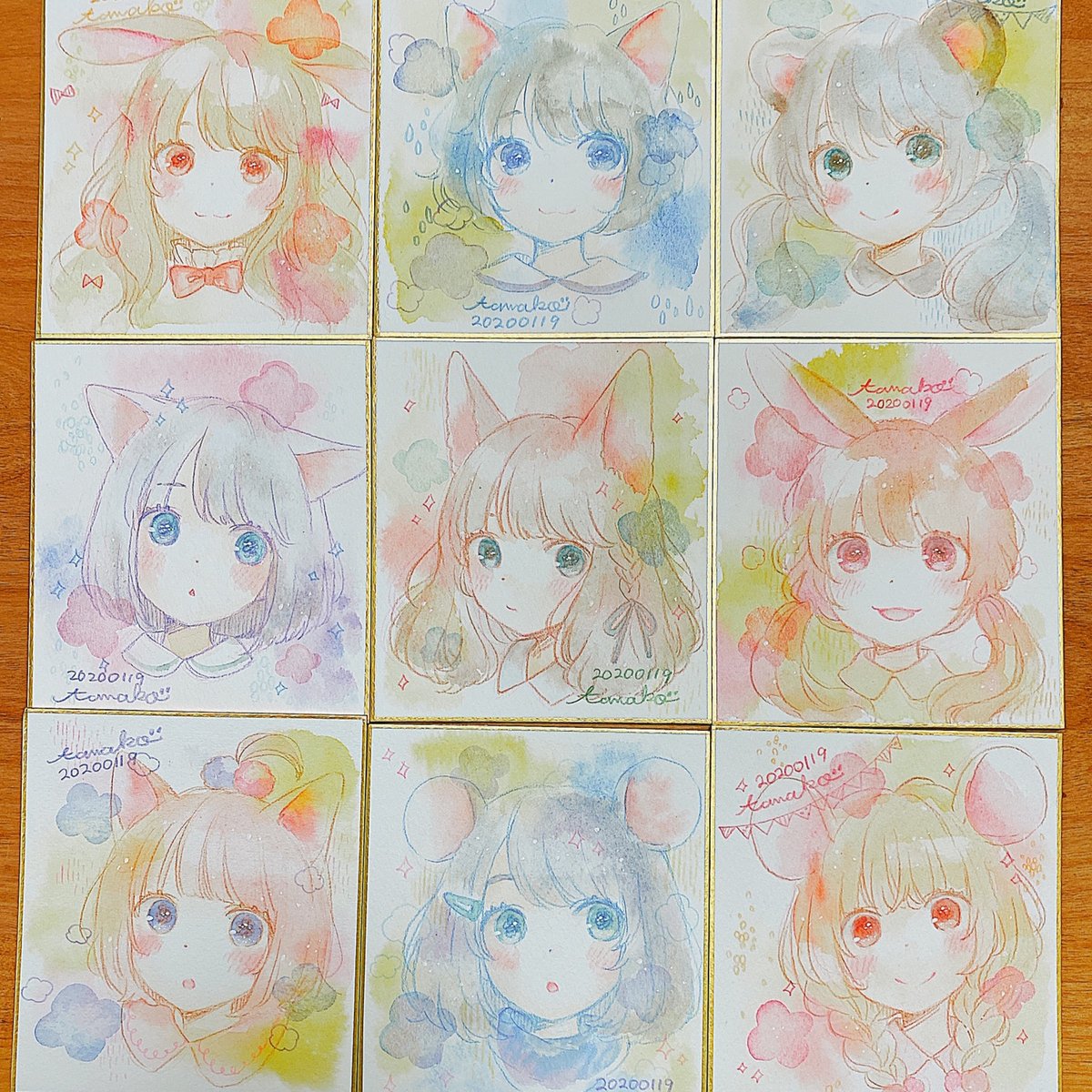 がんばって描いた!4分の1サイズの色紙 