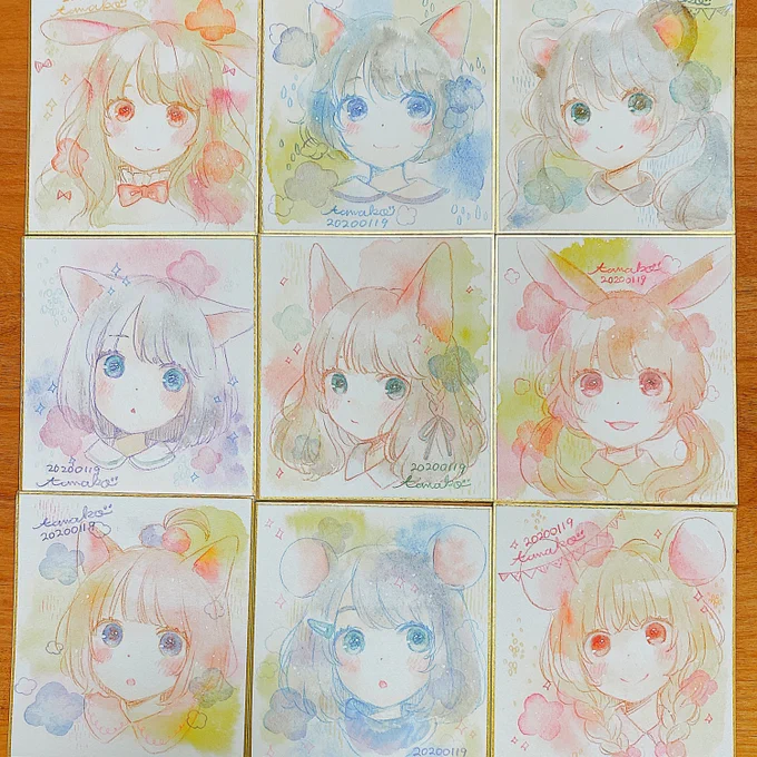 がんばって描いた!4分の1サイズの色紙 