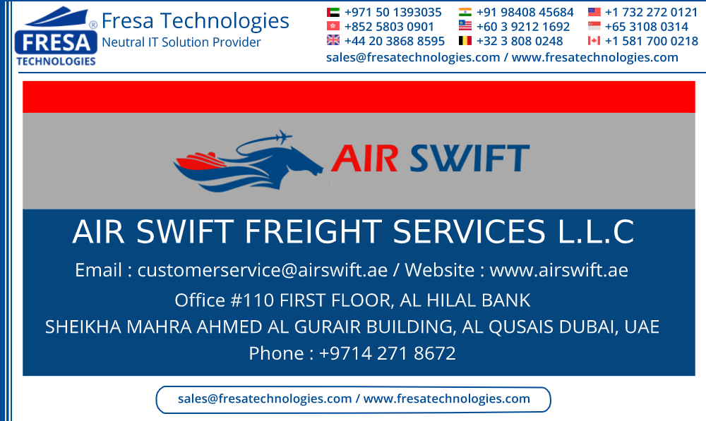 fresatechnology's tweet photo. We are Happy to Announce that "AIR SWIFT FREIGHT SERVICES L.L.C" is onboard for Fresa Gold Software.

#Web_based_freight_forwarding_software
#Freight_forwarding_software_India https://t.co/SGhAph03dG