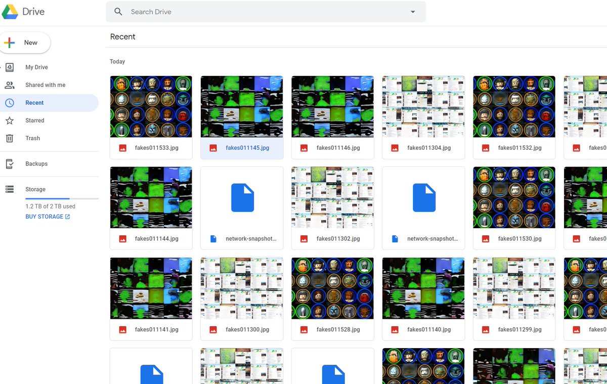 jonathanfly's tweet image. Weird side-effect of checkpointing to your personal Google Drive - it kind of turns your Recent tab into the TensorBoard images tab.