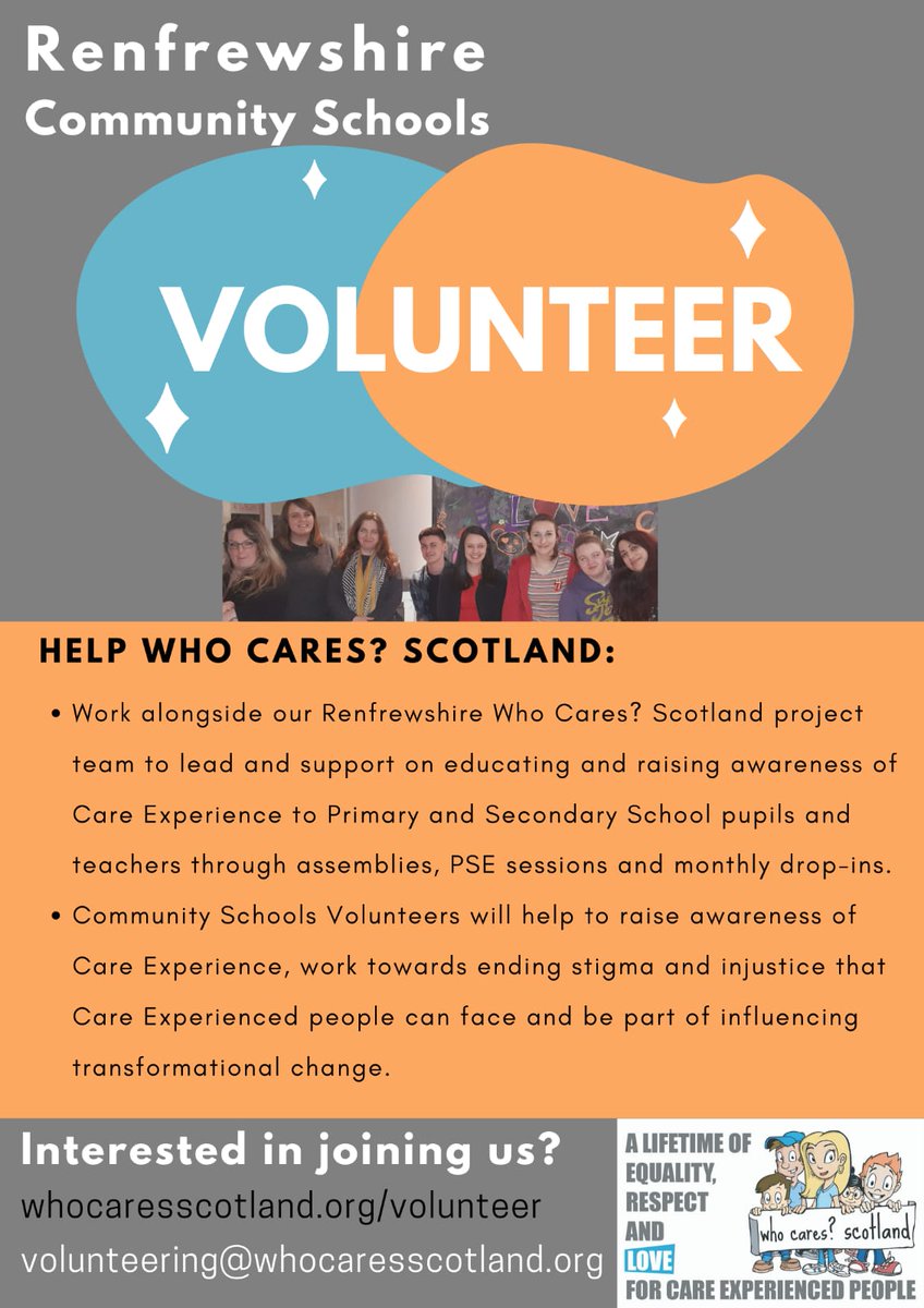 LeeDavidson33's tweet photo. For anyone looking to try something new, oppurtunity to help others or to build confidence, please have a look and contact Who Cares Scotland. 
#Volunteering #GoodforyouGoodforothers https://t.co/qtUkRbTXME