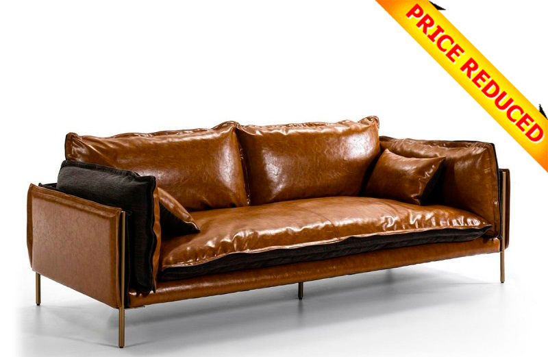 deccoshop's tweet photo. Sofá kleo de diseño moderno, confortable y tapizado en polipiel marrón y lino gris oscuro, cojines y asiento reversible. Estructura metálica dorado vintage. Ideal en distintos ambientes y estilos decorativos. Y ahora rebajado hasta fin de mes. https://t.co/C2tJzf0GHt https://t.co/Ne0NzEkVua
