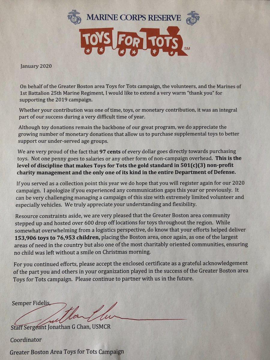 Please read the following! Thank you to everyone in the Greater Boston community! We couldn’t have done any of this without you!
#toysfortotsboston #toysfortots #marines #marinecorpsreserve #thankyou