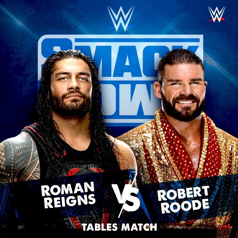 WWEIndia's tweet photo. TOMORROW: @WWERomanReigns vs. @RealRobertRoode in a #TablesMatch on #SmackDown!
Will #TheBigDog get his retribution against The #GloriousOne? https://t.co/CzzZLM1Gtk