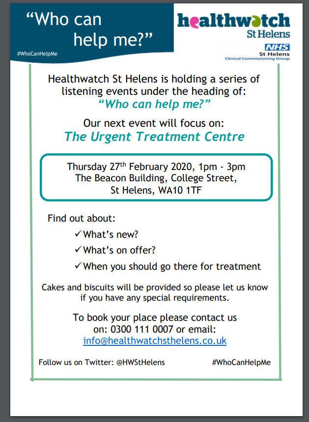 HWStHelens's tweet photo. Here's our next listening event in the 'Who Can Help Me?' series. Look forward to seeing you there.
#WhoCanHelpMe https://t.co/P8MM7BPm4M