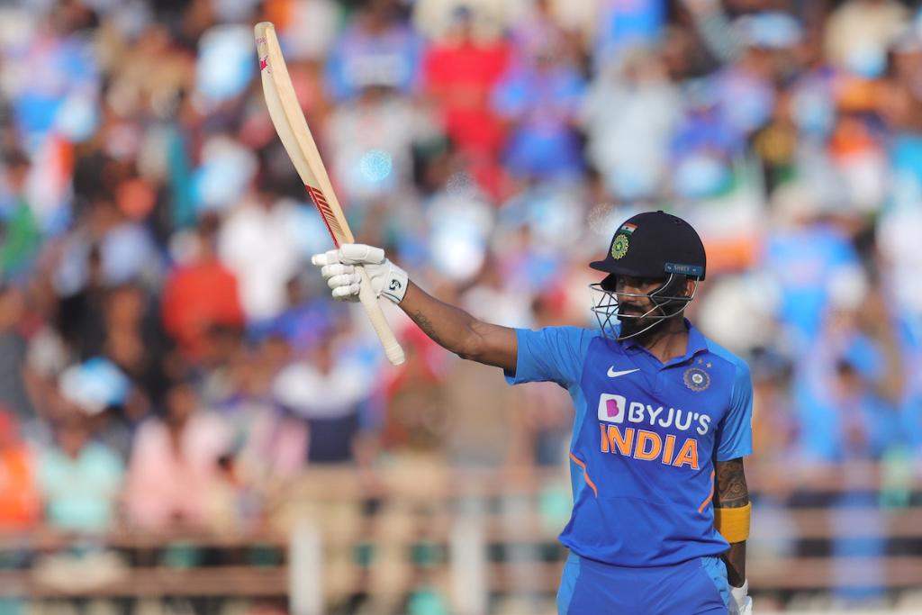 ICC's tweet photo. 🔹 80 runs
🔹 52 balls
🔹 6 fours
🔹 3 sixes

KL Rahul was on 🔥 with the bat in Rajkot, and also completed 1,000 ODI runs today! 

#INDvAUS https://t.co/1Z7u91H1RG