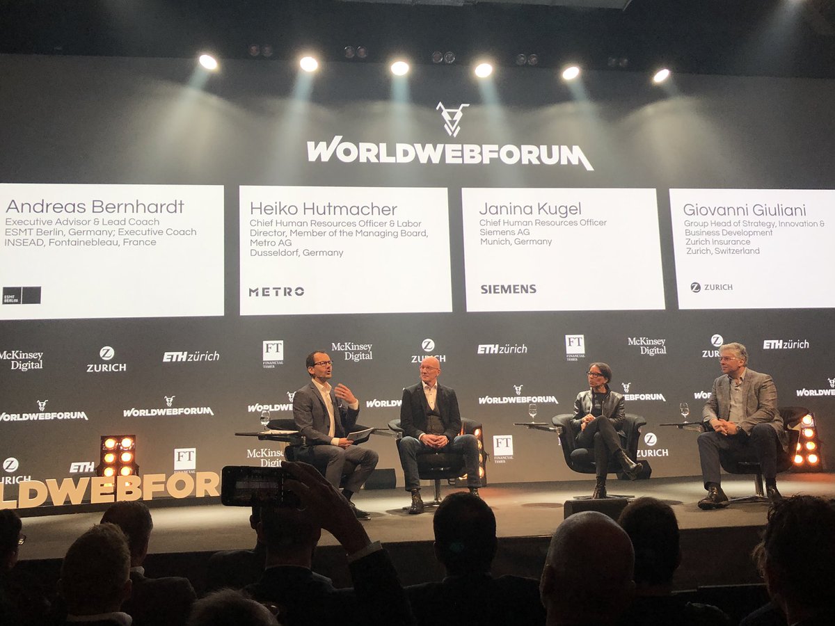 worldwebforum's tweet photo. What a great discussion pannel on how to bring innovation to your company with the participation of @janinakugel from @Siemens, @heikohut from @METRO_News, and #GiovanniGiuliani from @zurich, moderated by #AndreasBernhardt from @esmtberlin https://t.co/0baxHWepWr