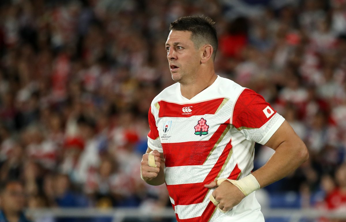 rugbyworldcup's tweet photo. The most Rugby World Cup appearances EVER for Japan 🇯🇵

Luke Thompson will play his final game this weekend. What a brilliant career 👏 https://t.co/IeUjpIKjqO