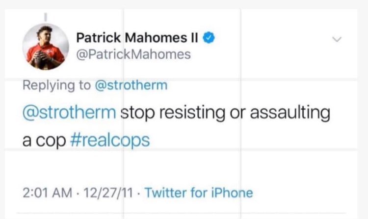 The tweet in question is the one pictured below. Note the date at the bottom.  #PatrickMahomes was 16 years old at the time. This was also 1 year prior to the wrongful murder of Trayvon Martin