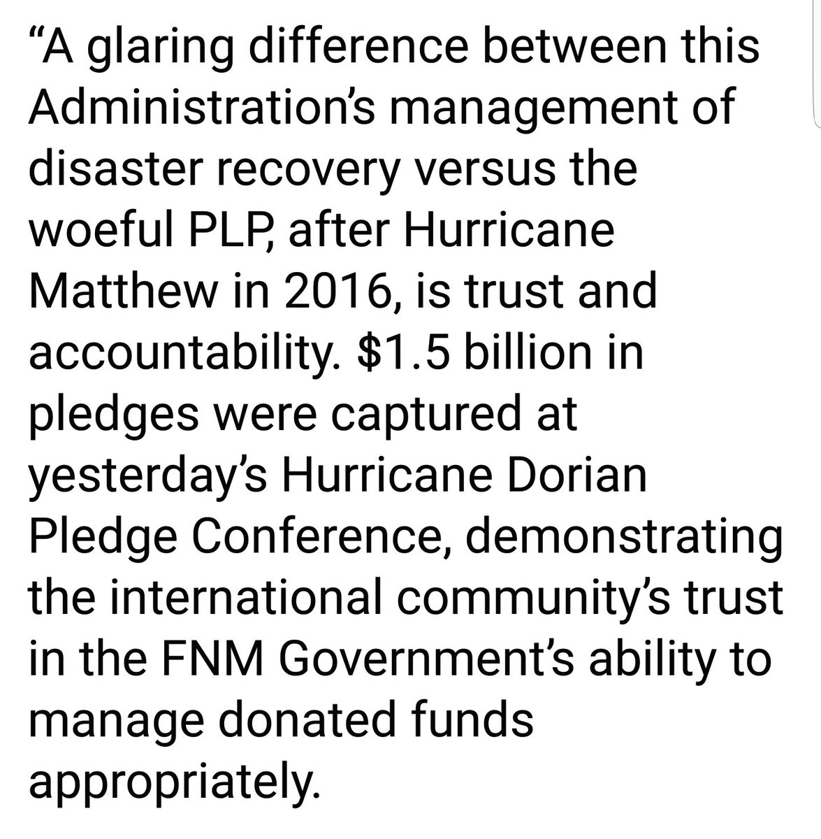 derandthompson's tweet photo. @MorningBlend969 The FNM itself using the word donate. "See where the Chairman of the FNM said" Donated Funds" https://t.co/s94l2PgFXk