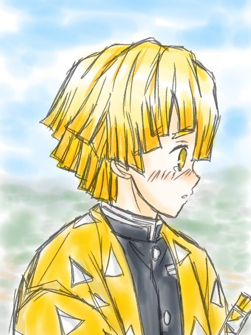 あさ川さんがTwitterに投稿した我妻善逸(鬼滅の刃)のイラスト。