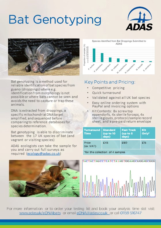 ADASGroup's tweet photo. Did you know that ADAS Biotechnology offers a bat speciation service for all UK #bat species? Visit https://t.co/iuhaUSgJLU to find out more https://t.co/9FXvG4nSI4