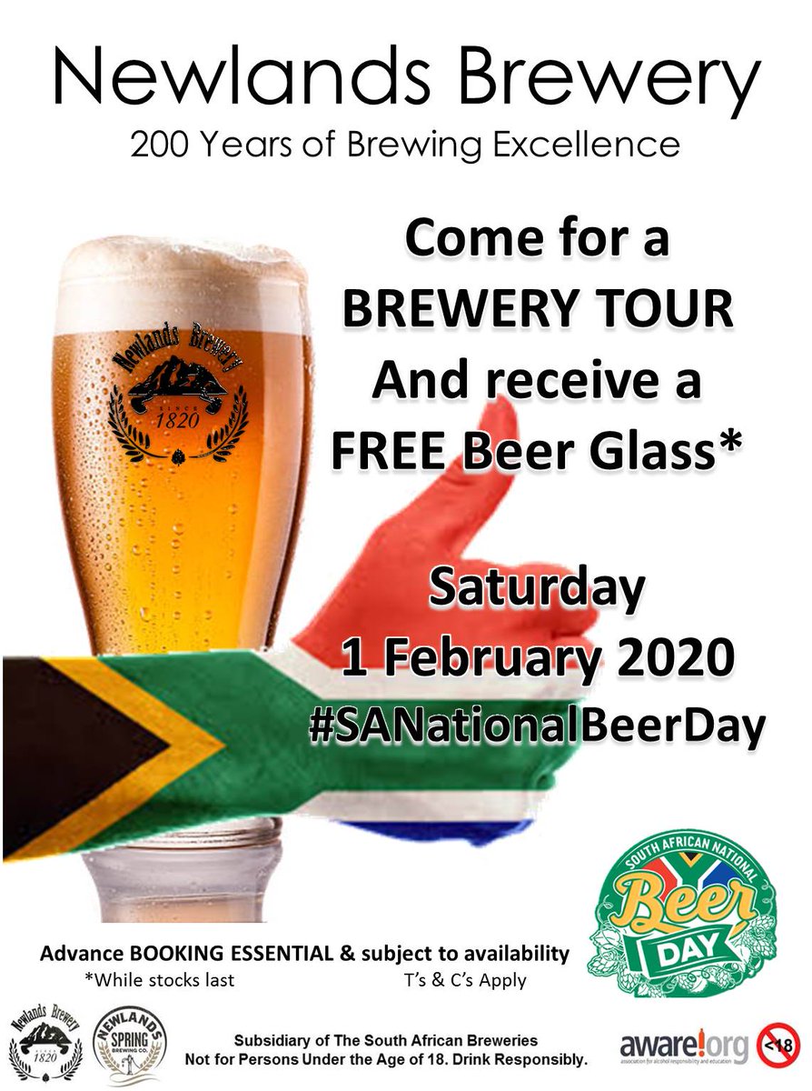 #SANBeerDay is on Saturday 01 February. Join us for a #BeerExperience tour on the day and receive a Free Beer Glass(330ml) Advance booking required 0216587440. T's &amp; C's apply <a href="/SANBeerDay/">SAN Beer Day</a>