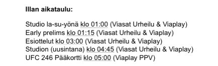 IiroHarjula's tweet photo. LAUANTAIN JA SUNNUNTAIN VÄLISENÄ YÖNÄ @Viaplay_FI 

McGregor vs Cowboy

Jaa tämä twiitti!!

Arvon kaikkien tämän jakaneiden kesken yhden PPV -koodin kyseiseen UFC -iltaan! Kilpailuaikaa lauantai-ilta klo 22:00 saakka. 

#UFC #viaplayppv https://t.co/gqXteVuoqH