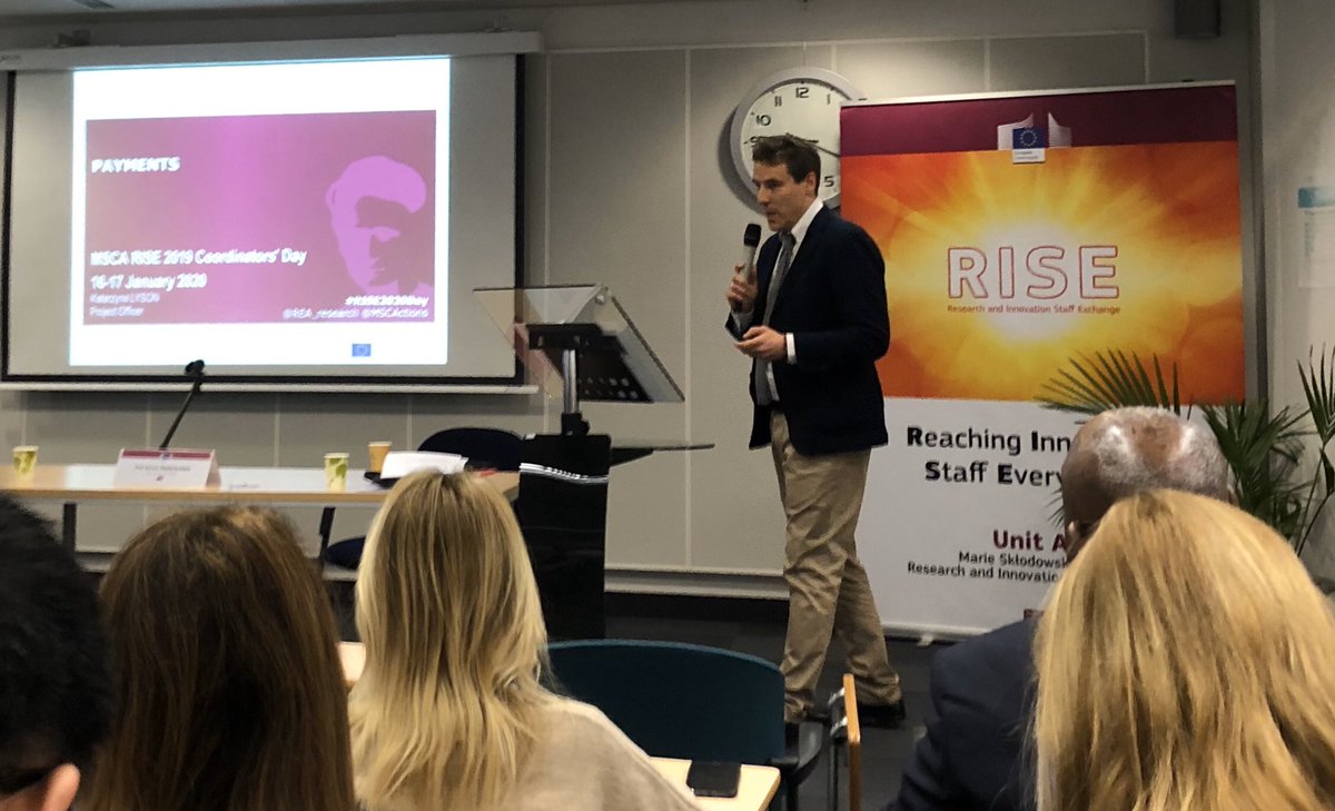 #RISE2020Day payments &amp;amendments session given by Panel Coordinator for Engineering Rodrigo Guitierrez-Dominguez. Thorough explanation of the principle of #MSCA #RISE “unit cost”. No secondment = no trigger for unit payment of 4600€/month secondment. @MSCActions <a href="/REA_research/">European Research Executive Agency</a>
