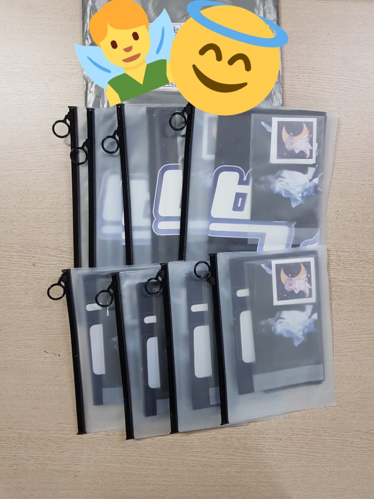 DeltaGOs's tweet photo. Finally received picture for new arrivals. Alloveryou &amp; bts dumpling’s Angel/fairy slogans all accounted for! https://t.co/cv8uXuHPZ8