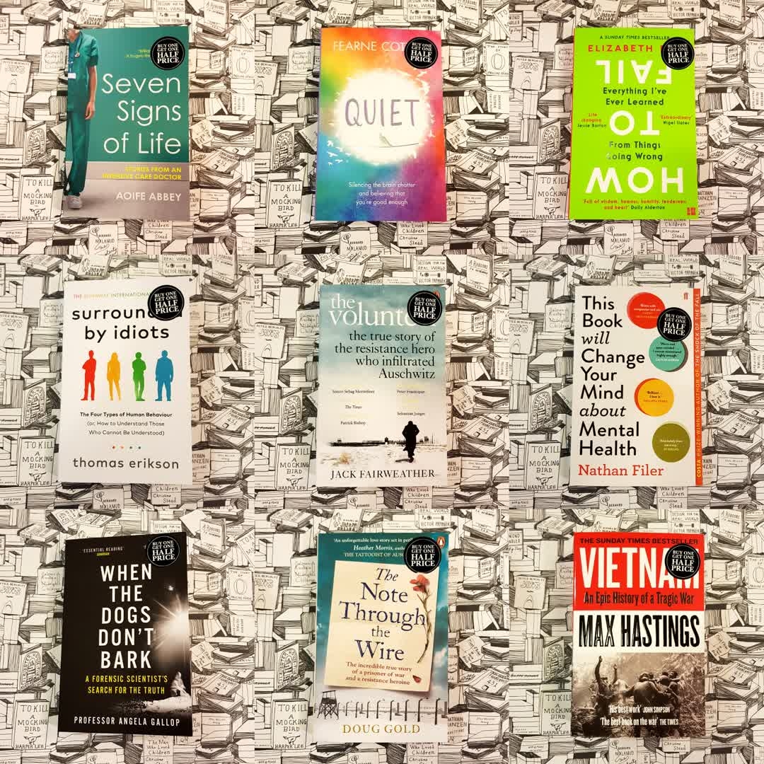 BookyWok's tweet photo. Check out some of the latest #nonfiction in our #buyonegetonehalfprice offer! From medical memoirs to history to forensics, learn something new! ๐
#whattoreadnext #treatyourshelf #paperbacks #newpaperbacks #waterstones #woking #waterstoneswoking https://t.co/doXPph9rin