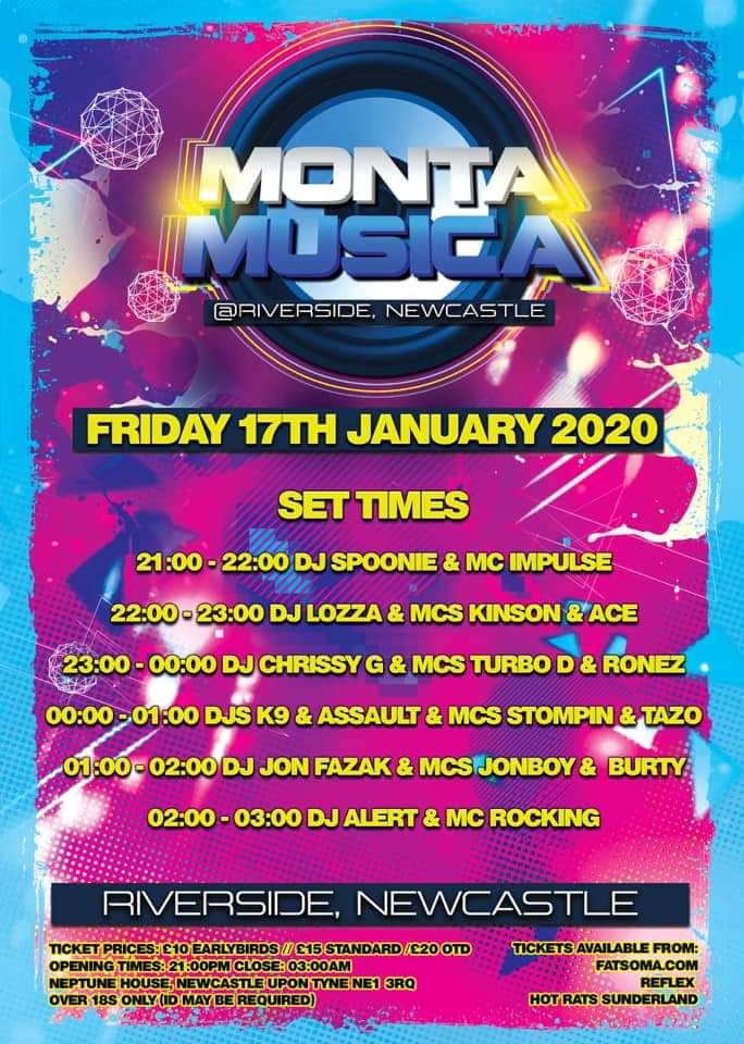 ronnieronez's tweet photo. It's rave day - you can pay on the door. Like and retweet and rock this North East style #monta #ronez #turboD #chrissyG #Newcastle #Riverside https://t.co/GDZze61FvC