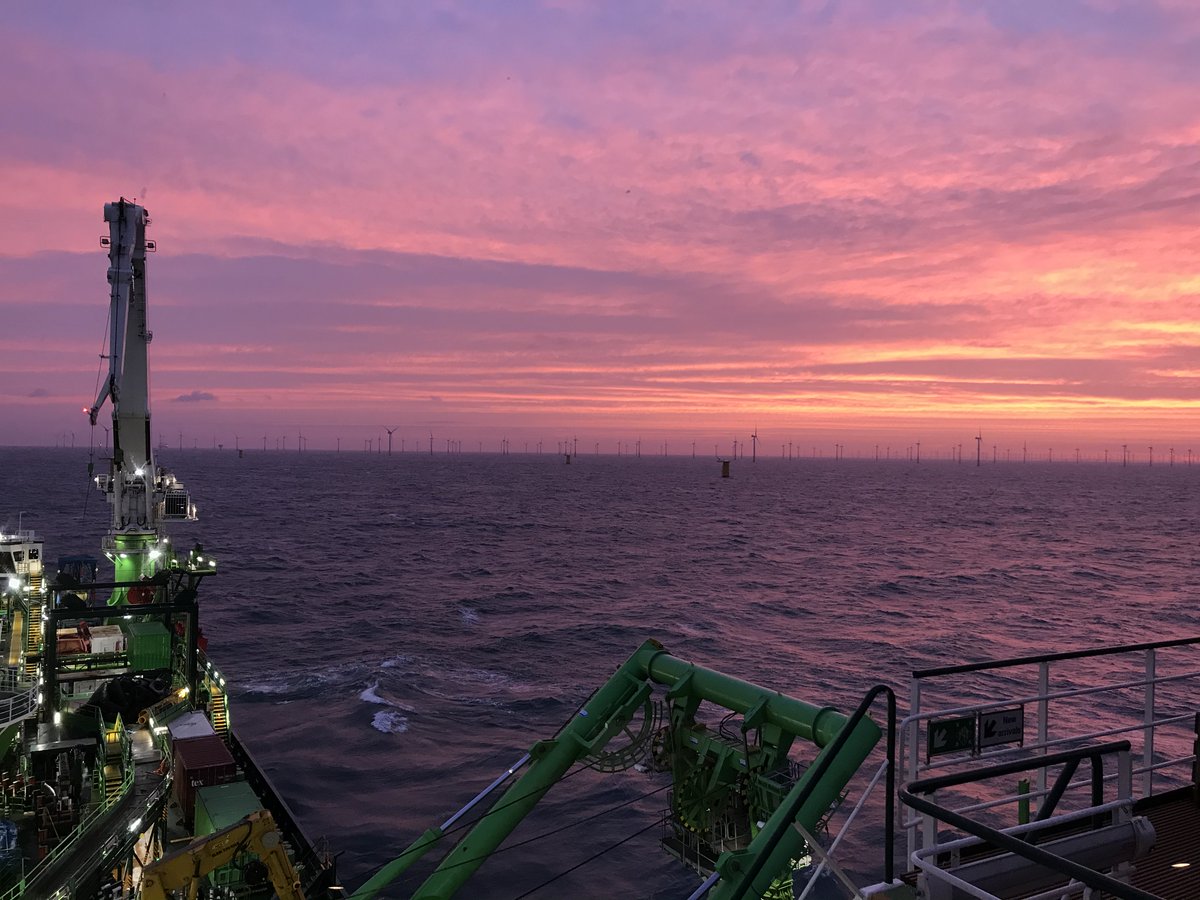 What a view! Waking up at the SeaMade offshore wind farm project where our cable installation vessel 'Living Stone' is executing trenching works for the export cable.