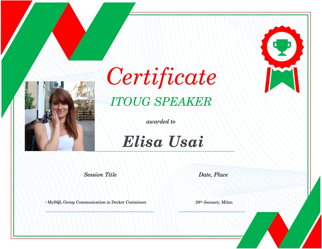 IT_OUG's tweet photo. #MySQL on #Docker? Check it out during @elisetta1984 talk at #ITOUGTD20 in Milan! She @OracleAce Associate ♠️& Member of the ITOUG Board 👩💼. Welcome Elisa! https://t.co/9c8f5lvVJc