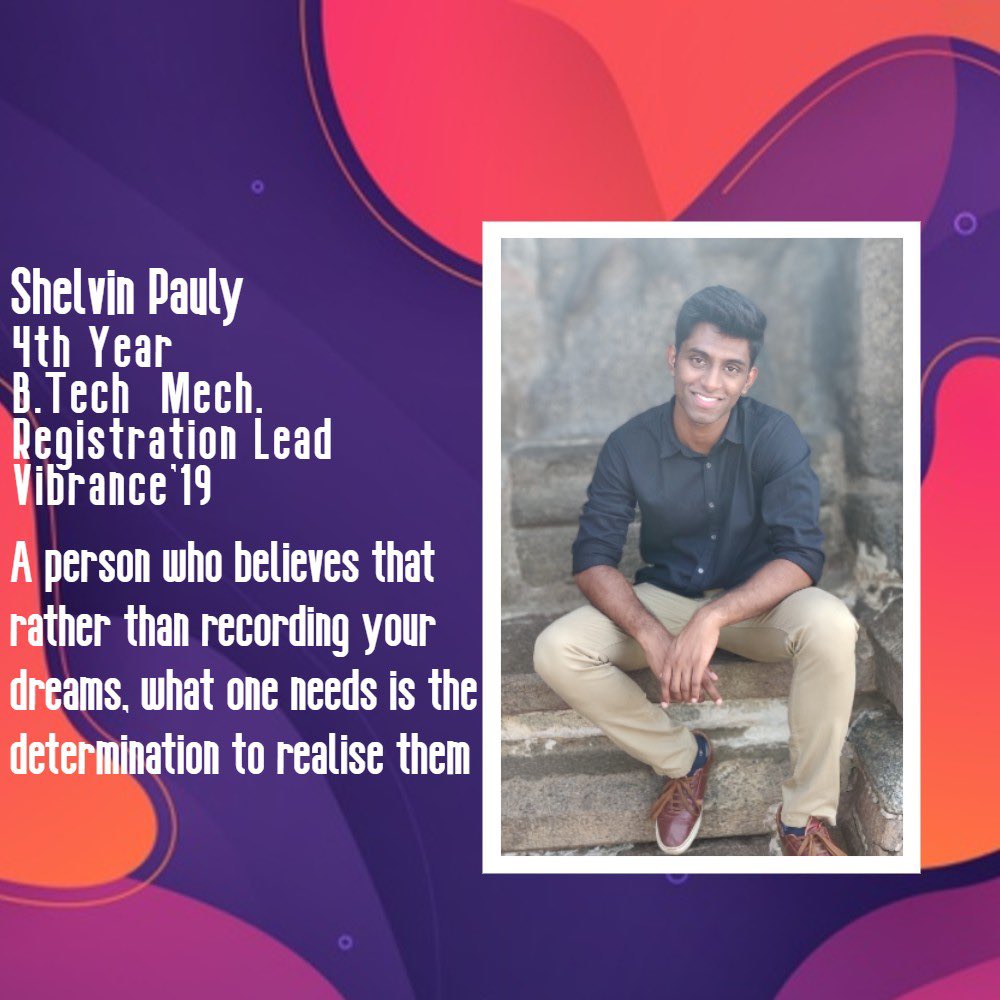 VibranceVIT's tweet photo. Vibrance is exactly what the name suggests: An exuberant, lively boisterous event that brings alive the atmosphere of the college. I think it has a special kind of aura that brings people together and has given me memories to treasure for the rest of my life. - Shelvin Pauly https://t.co/PJOUx8dO65