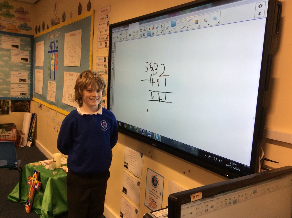 StMarysSchoolRC's tweet photo. Year 3 have been revising the three formal written methods and we had some βteachersβ up using our new interactive whiteboard! #Year3maths #columnaddition #columnsubtraction #gridmethodmultiplication #miniteachers https://t.co/We4DVwbHrH