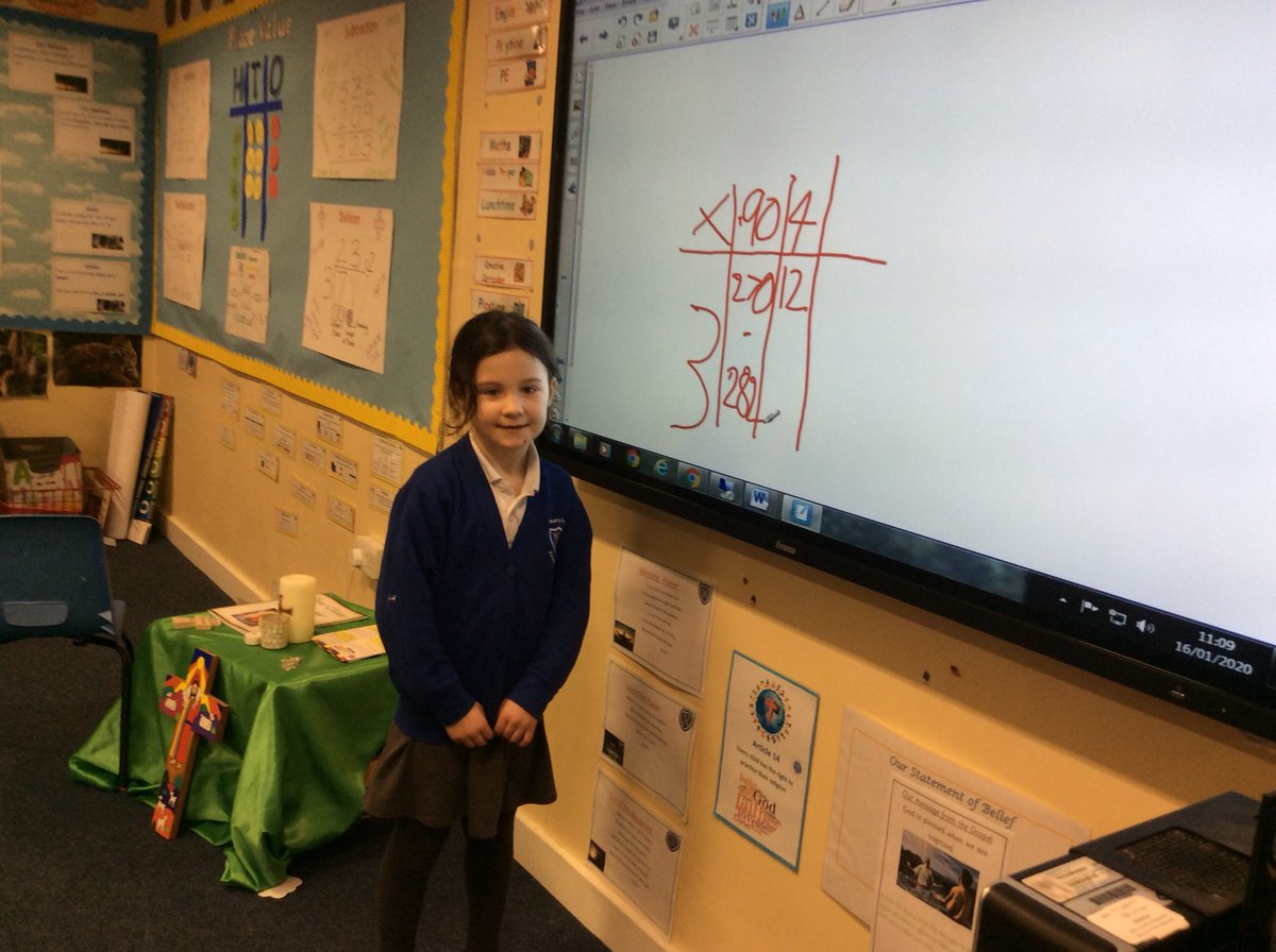 StMarysSchoolRC's tweet photo. Year 3 have been revising the three formal written methods and we had some βteachersβ up using our new interactive whiteboard! #Year3maths #columnaddition #columnsubtraction #gridmethodmultiplication #miniteachers https://t.co/We4DVwbHrH