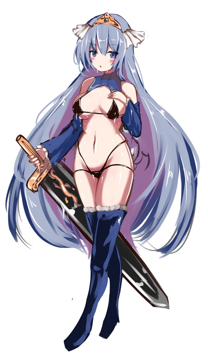 息抜きオリキャラ
水の魔法を操る魔法剣士だったが呪いをかけられて水が全てローションになってしまう。
打たれ弱いので鎧をつけるよりもビキニ姿で敵の隙を作った方が良いという話を真に受けてしまい恥ずかしいけれど頑張る真面目な子。
続きはそのうち描くかも 