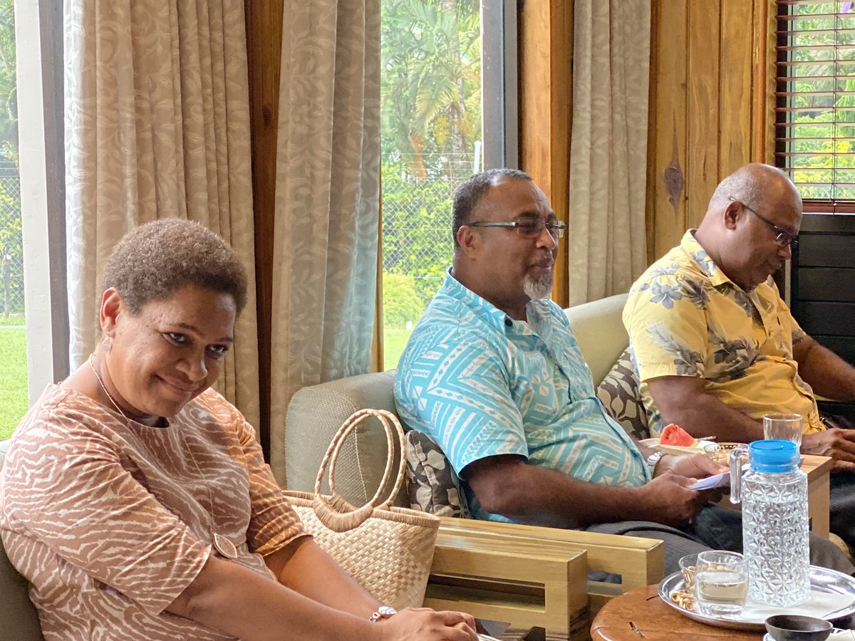 PIDF01's tweet photo. PIDF had a very fruitful talanoa this afternoon addressing and discussing issues on #ViolenceAgainstWomen with Hon Minister @MereseiniRakui1 Ambassador @amena_yauvoli of @MsgSecretariat, @ElisabethHoll17 https://t.co/oqD7BxL57N