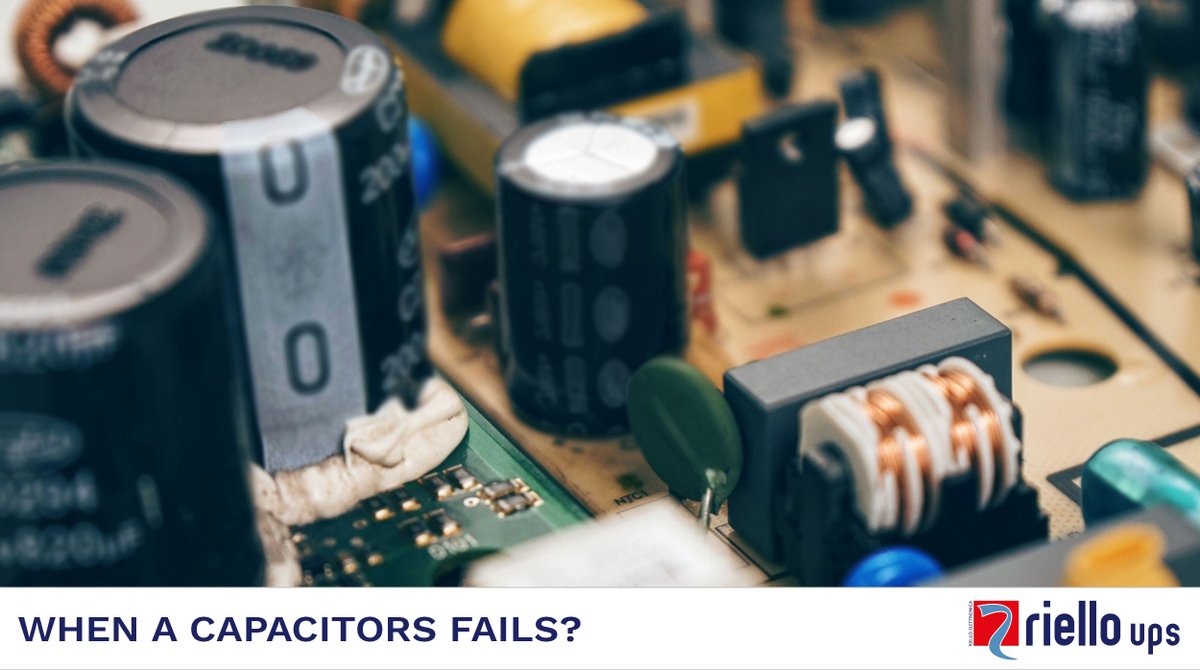 When a capacitor fails? When it is working below its recommended voltage rating or capacitance requirements. In this case the remaining capacitors will pick up the slack. Find out more why this failure will impact negatively the UPS's. bit.ly/2Qb8THl #WeAreRielloUPS