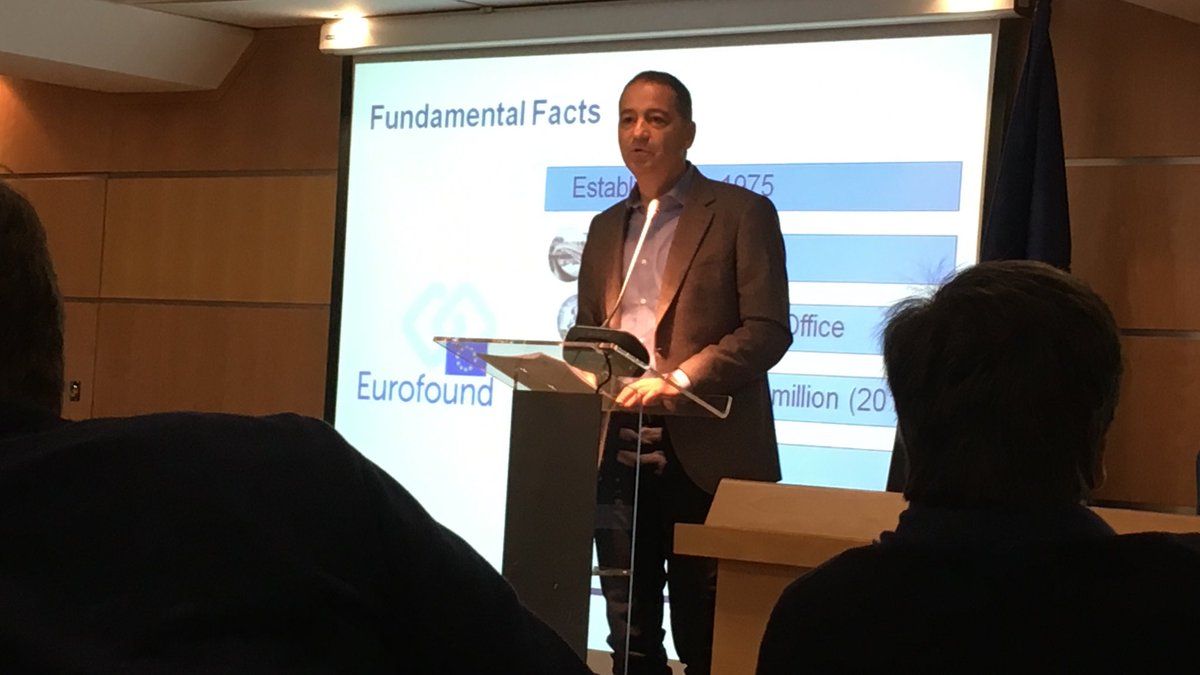 DeepViewEU's tweet photo. Oscar Vargas from @eurofound is presenting “Telework and ICT-based mobile work: Flexible working in the digital age”. His speech will apply a
perspective from the working conditions angle. #deepviewfinalconference #virtualwork https://t.co/aSFE1sf9iu