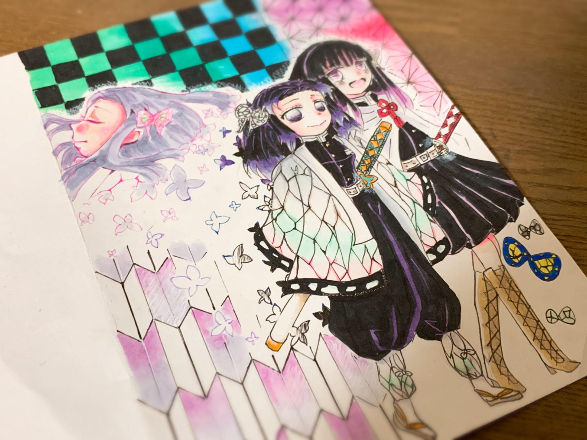 おくり 小5長女のイラスト 鬼滅好きのお友達にあげるらしい 小5の絵 小学生の絵 小学生のイラスト コピック 鬼滅の刃 鬼滅の刃イラスト 胡蝶しのぶ 胡蝶カナエ 栗花落カナヲ T Co Lstzyzb3mh Twitter