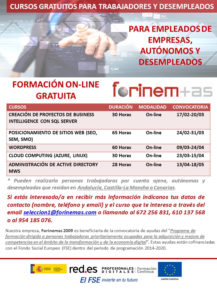 FORINEMAS's tweet photo. FORMACIÓN GRATUITA ONLINE para trabajadores y desempleados para adquisición y mejora de competencias en el ámbito de la TRANSFORMACIÓN y de la ECONOMÍA DIGITAL. Para Andalucía, Castilla-La Mancha y Canarias. 
@redpuntoes
 
@_minecogob
 
@SEAvanceDigital
 
#FormaciónContinua #FSE https://t.co/FrcmwkYDm8