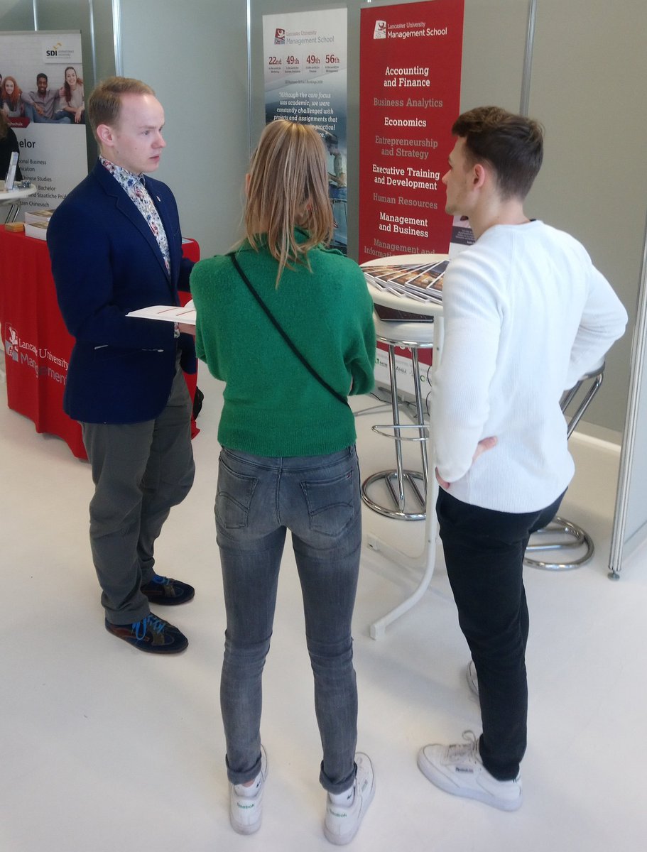 LancasterManage's tweet photo. Come and speak with MSc Management alumnus, Florian, at our stand in Munich today #MasterMesse #LoveLUMS https://t.co/EI8KQvSXvM