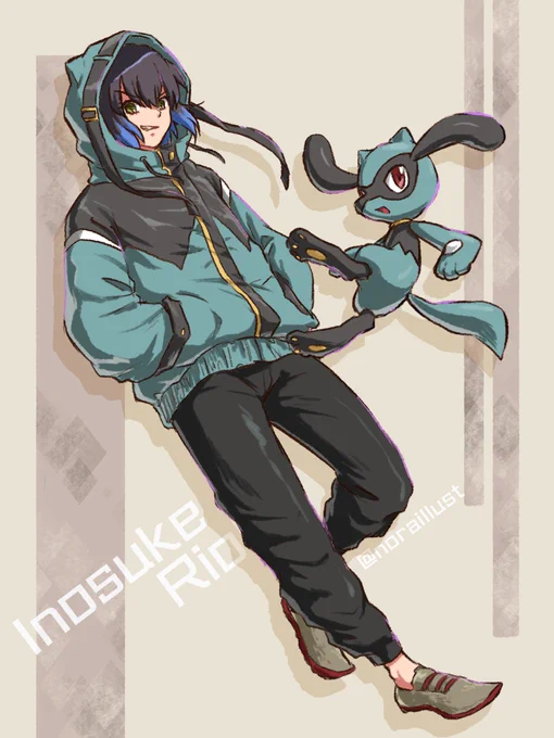 ポケモンとお揃いパーカー
伊之助×リオル 