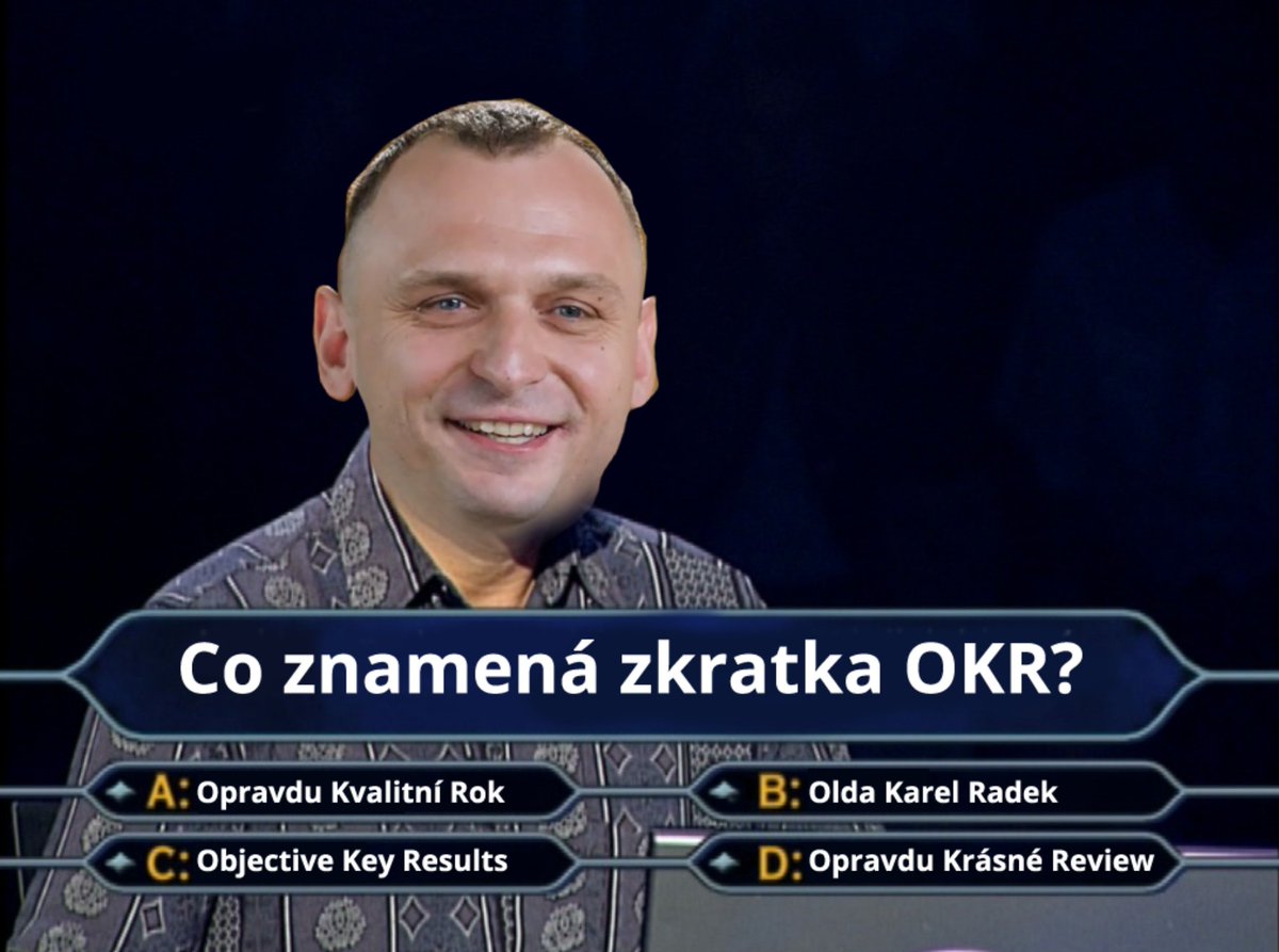 HeurekaDevs's tweet photo. Marek Grynhoff, šéf našeho produktu, chtěl být vždy milionářem, ale nemá to v OKR.

#HeurekaVtípkuje #OKR https://t.co/FF9pQEtbSS