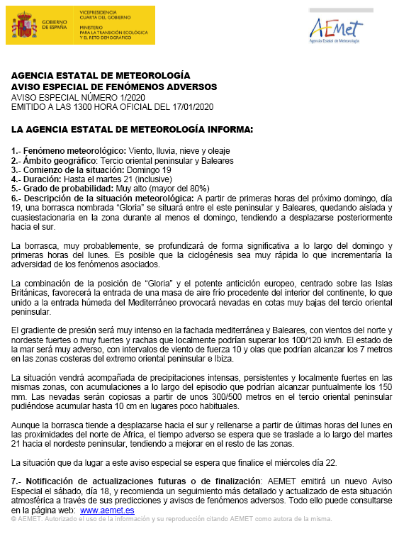 AEMET_Esp's tweet photo. 📢#AvisoEspecialAEMET
La #BorrascaGloria dará lugar a un importante #TemporalInvernal de levante entre domingo y martes q dejará🌬️🌧️🌨️🌊 en E peninsular y Baleares
https://t.co/AohGM9L9ZX
👁️a las actualizaciones de predicciones y avisos y a las recomendaciones de @proteccioncivil https://t.co/RwvX5XBWJF